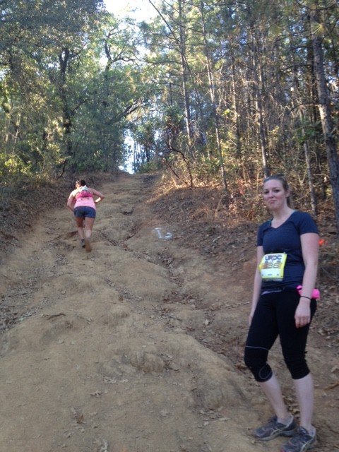 The start of Mile 6. Think my sister looks sad now? Wait until she's halfway up this thing with no end in sight.